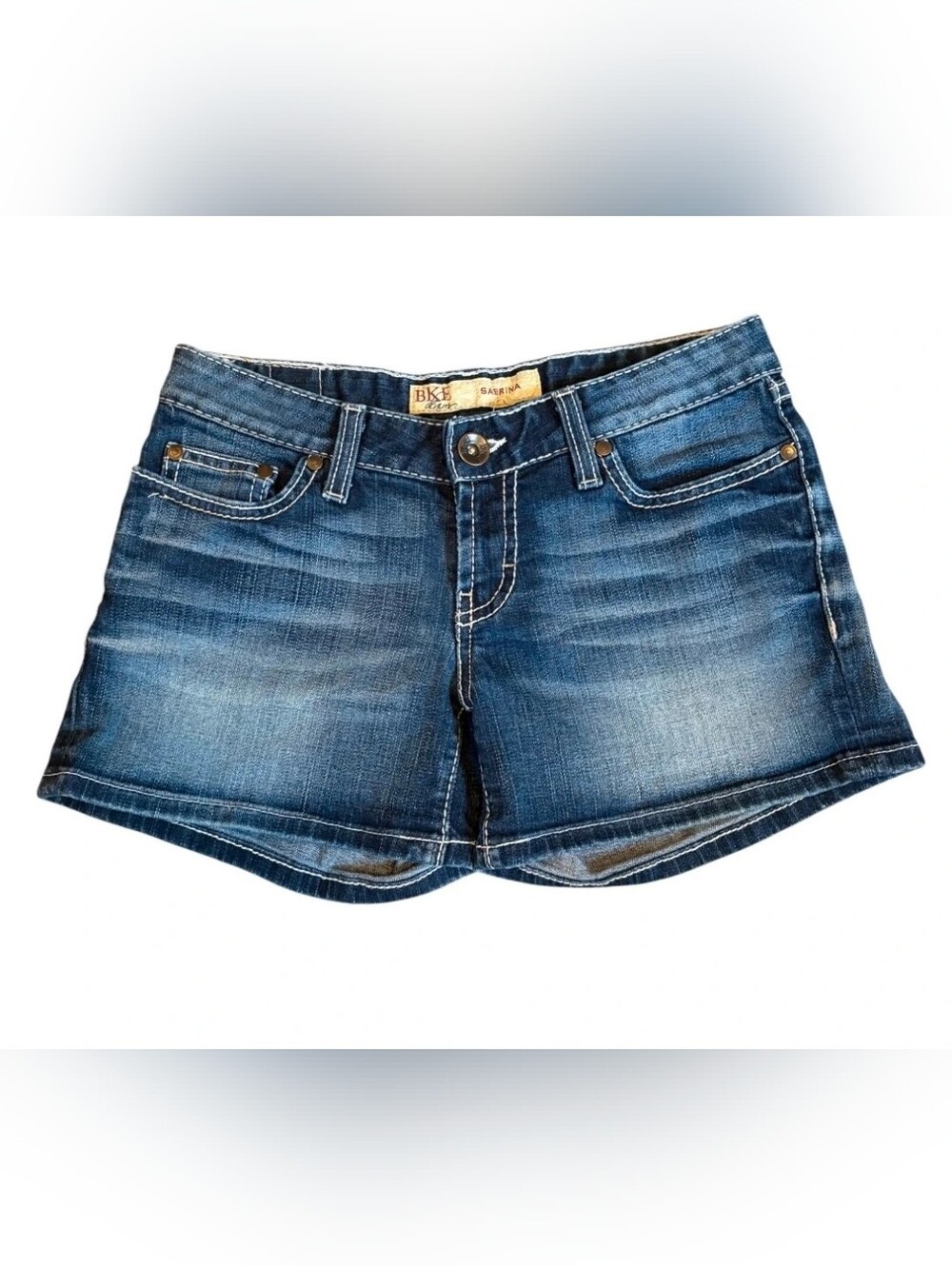 BKE Women's Blue Washed Denim Jean Shorts